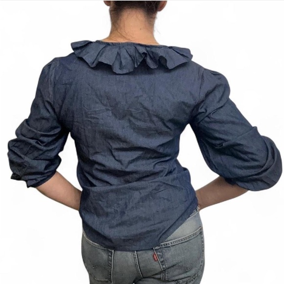 Women's Blue Ruffle Top - Picture 4 of 6